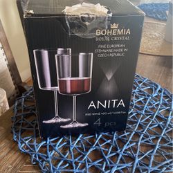 Bohemia Royal Crystal !! Wine Crystal  Glass 4 Pcs 
