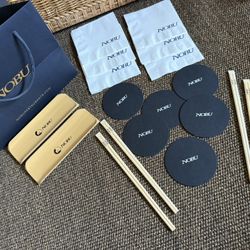 X19 Nobu Chopsticks, Coaster, Napkins, Bag, Sushi Plates