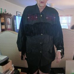 Adam Douglas Adrianna Papll Size 12 Silk With Fringe Jacket 