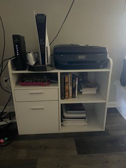 White File Cabinet with Shelves and 1 Small Drawer