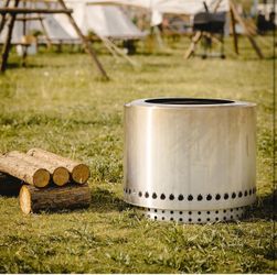 15” Inch Smokeless Stainless Steel Fire Pit with Weather Resistant Carry Bag(FIRM PRICE)