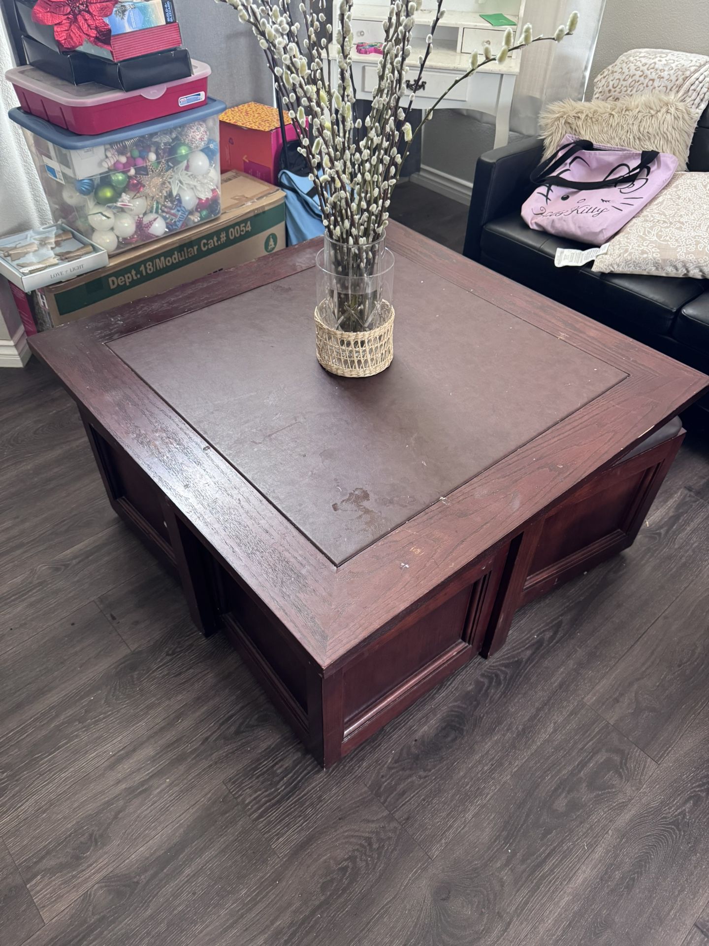 Wooden Table With Stools
