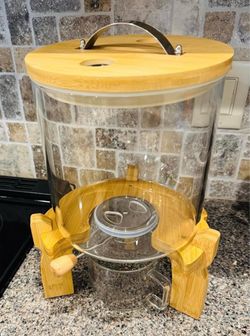 Glass / Bamboo Rice Cereal Dry Food Dispenser $25 Price is Firm