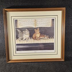 Rare Numbered #839/2000 Limited Edition Pencil Signed "MEWSIC" Print By Martha Hinson