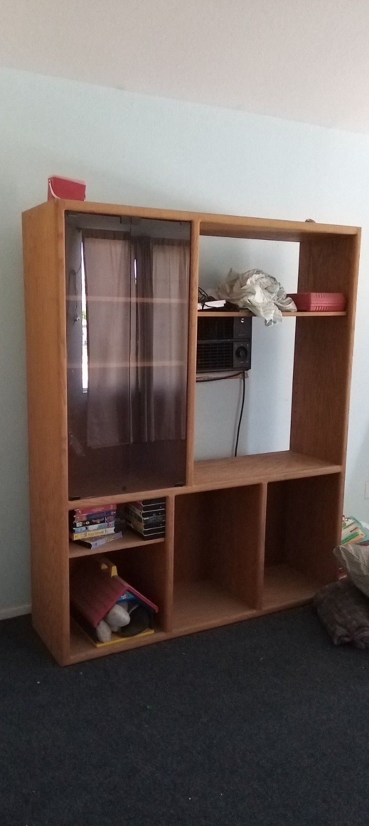Oak Wood Entertainment Center & Futon Sofa Bed