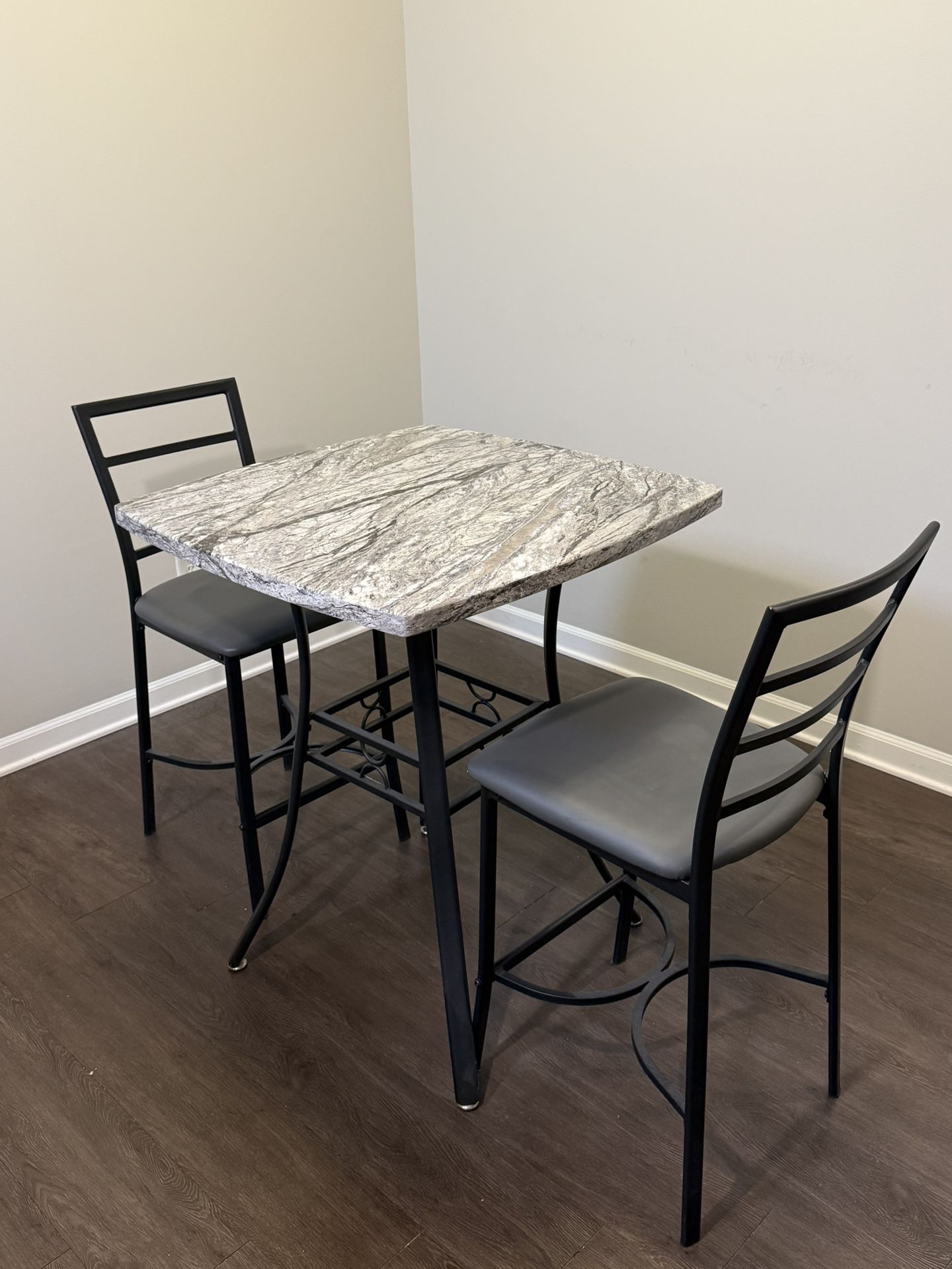 Pub Style Square Kitchen Table w/ 2 Chairs