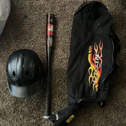 Baseball Bag With Helmet And Bat