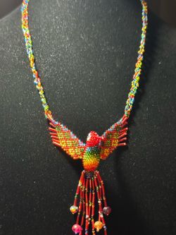Handmade Beaded hummingbird Necklace