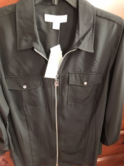 Michael Kors black zip up blouse