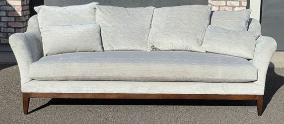 Light Gray Sofa with Wood Base