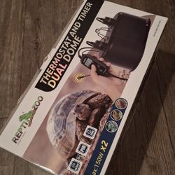 Reptile Light Fixture with Thermostat & Timer, Dual Deep Dome Fixture with PID Reptile Dimming Thermostat Switching Heat Lamp. $40 BRAND NEW!
