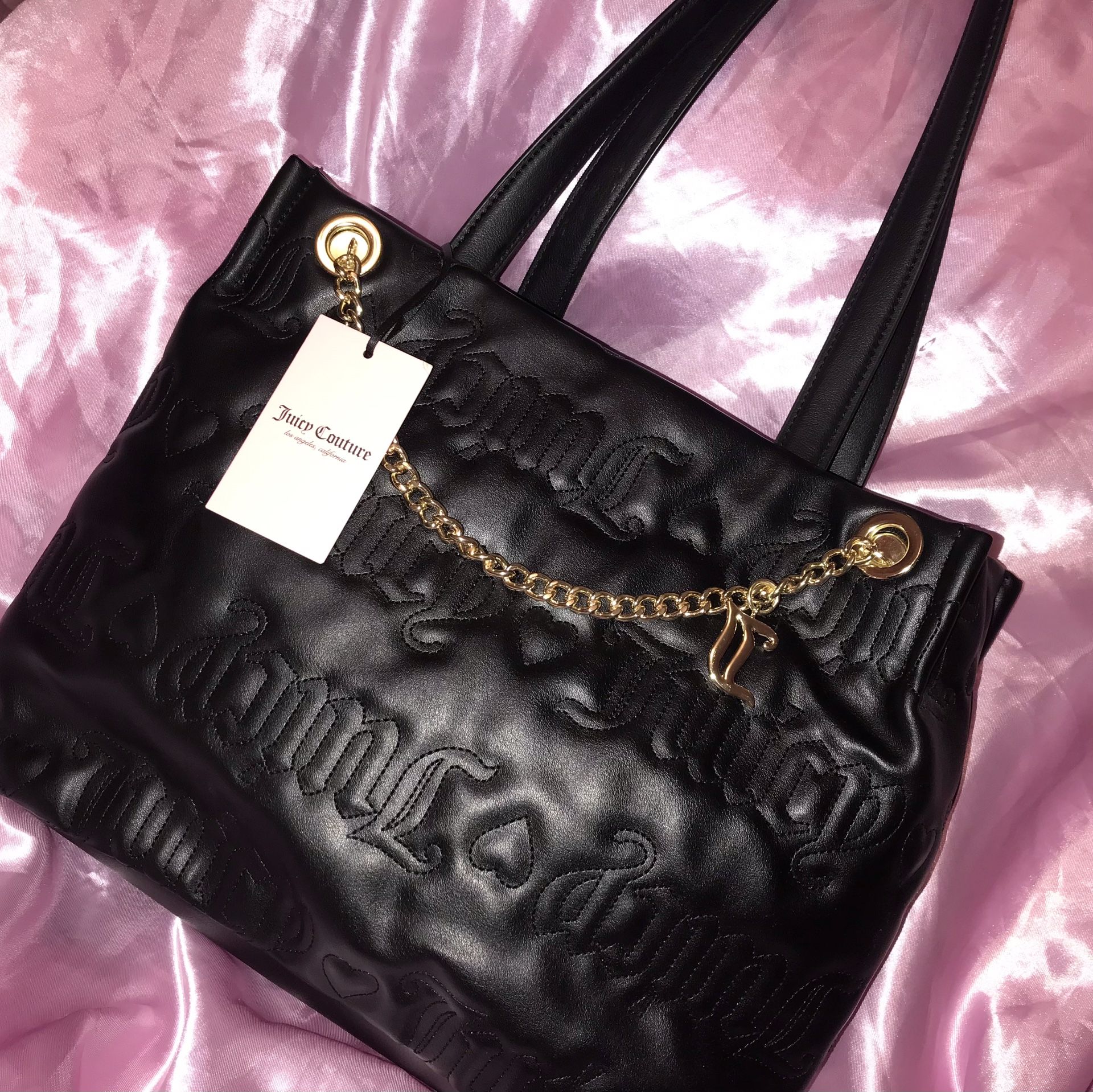 JUICY COUTURE Quilted Black Puff Tote bag