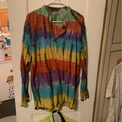 Rasta/Hippie Linen Tie Dye Long sleeve Shirt