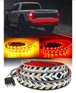 LED Pickup Truck Tail Light Strip,Truck Tailgate Dynamic Light Bar, 48" Flexible Flowing drl Strip Bar with Red Brake Amber Turning Signals Strobe Lig