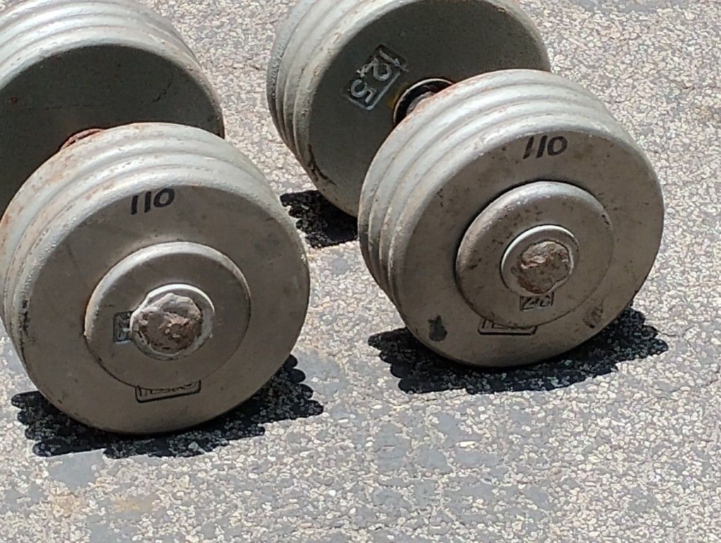 PRO STYLE 110 LBS. (PLATED) DUMBBELLS
+++ PLUS OTHER HEAVY DUMBBELLS & KETTLEBELLS