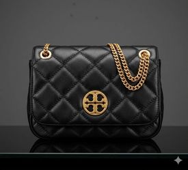 Tory Burch Quilted Black Leather Chain Bag