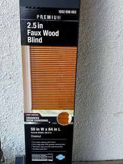 Premium 2.5in Faux Wood Blind Chestnut 59x64