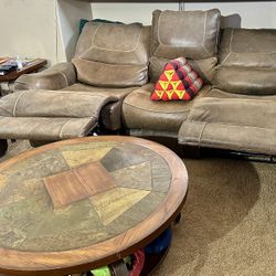 Leather Sofa With Power Controlled Reclining 