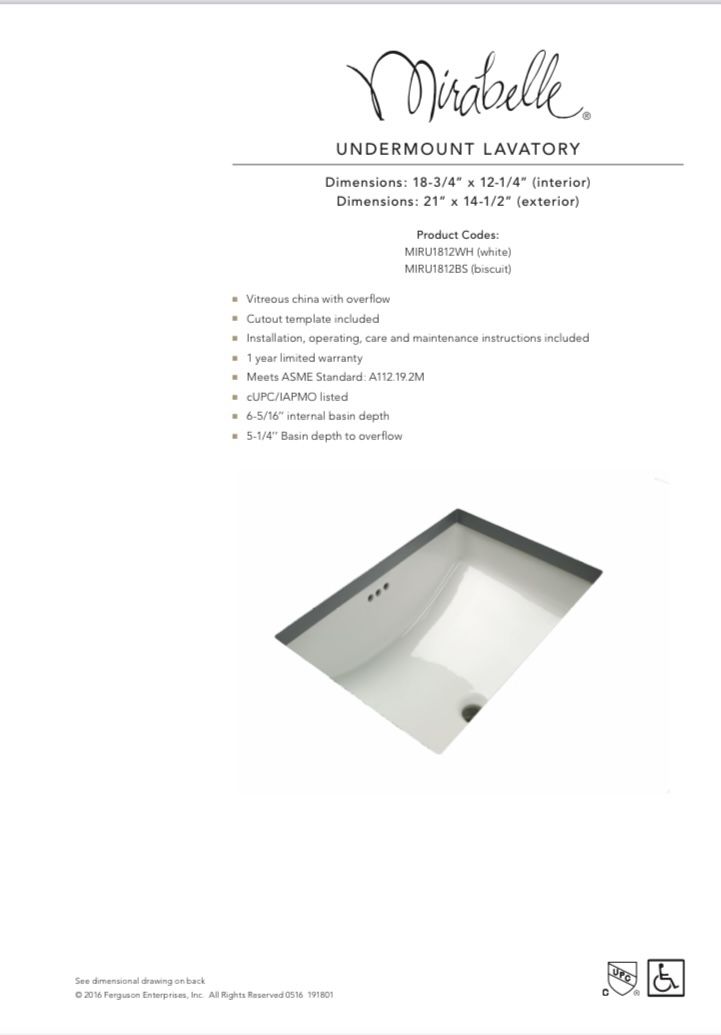 (2) Mirabelle Miru1812 White Undermount Bath Sinks