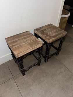 Set of 2 Rustic Industrial Wood & Metal Bar Stools – $100 OBO NEED GONE ASAP