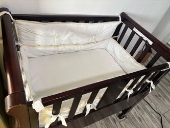 Dark Wood Convertible Baby Crib – Complete Set – $75 OBO