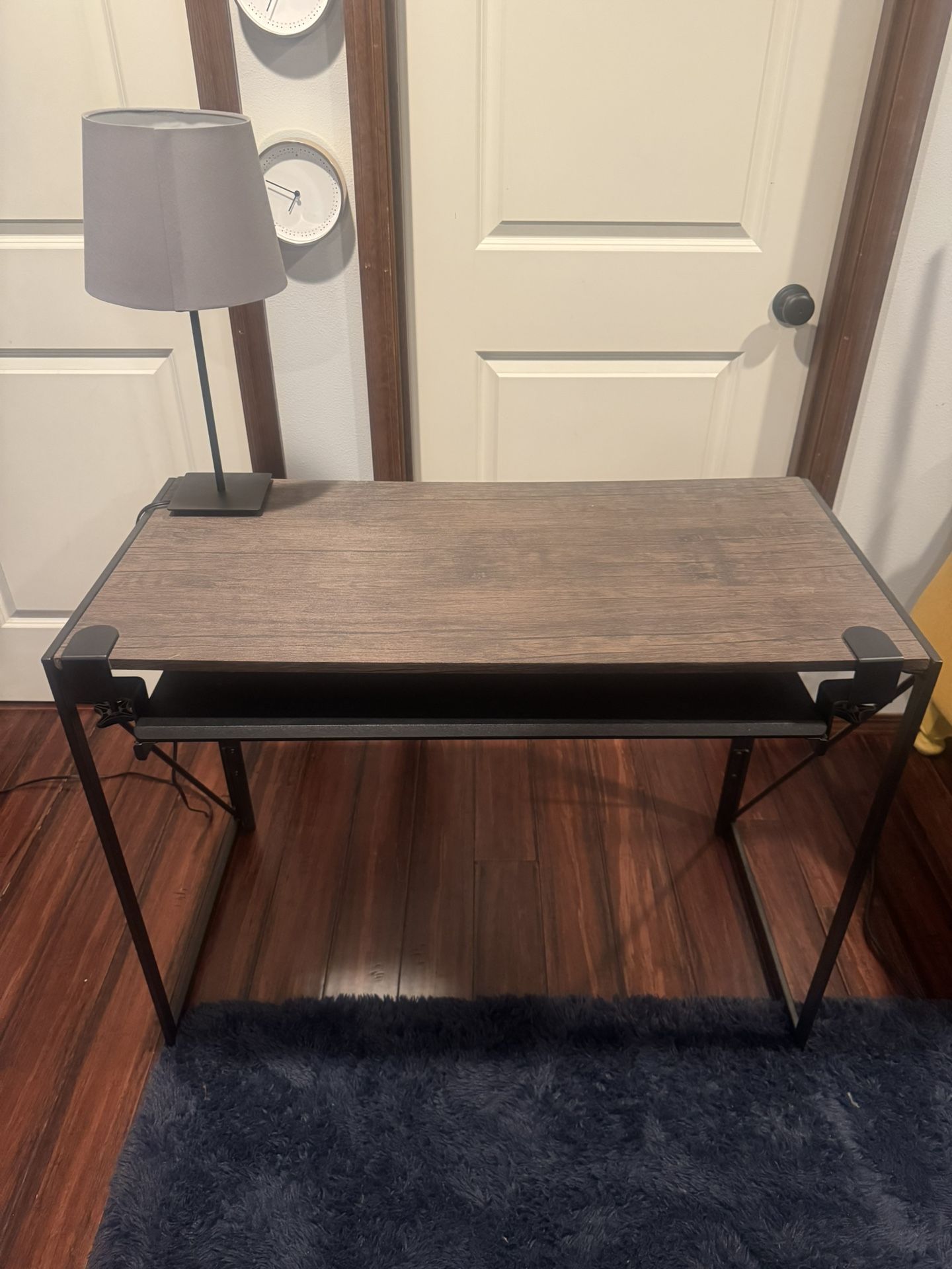Desk, Keyboard Tray & Lamp