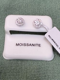 Moissanite Halo Stud Earrings