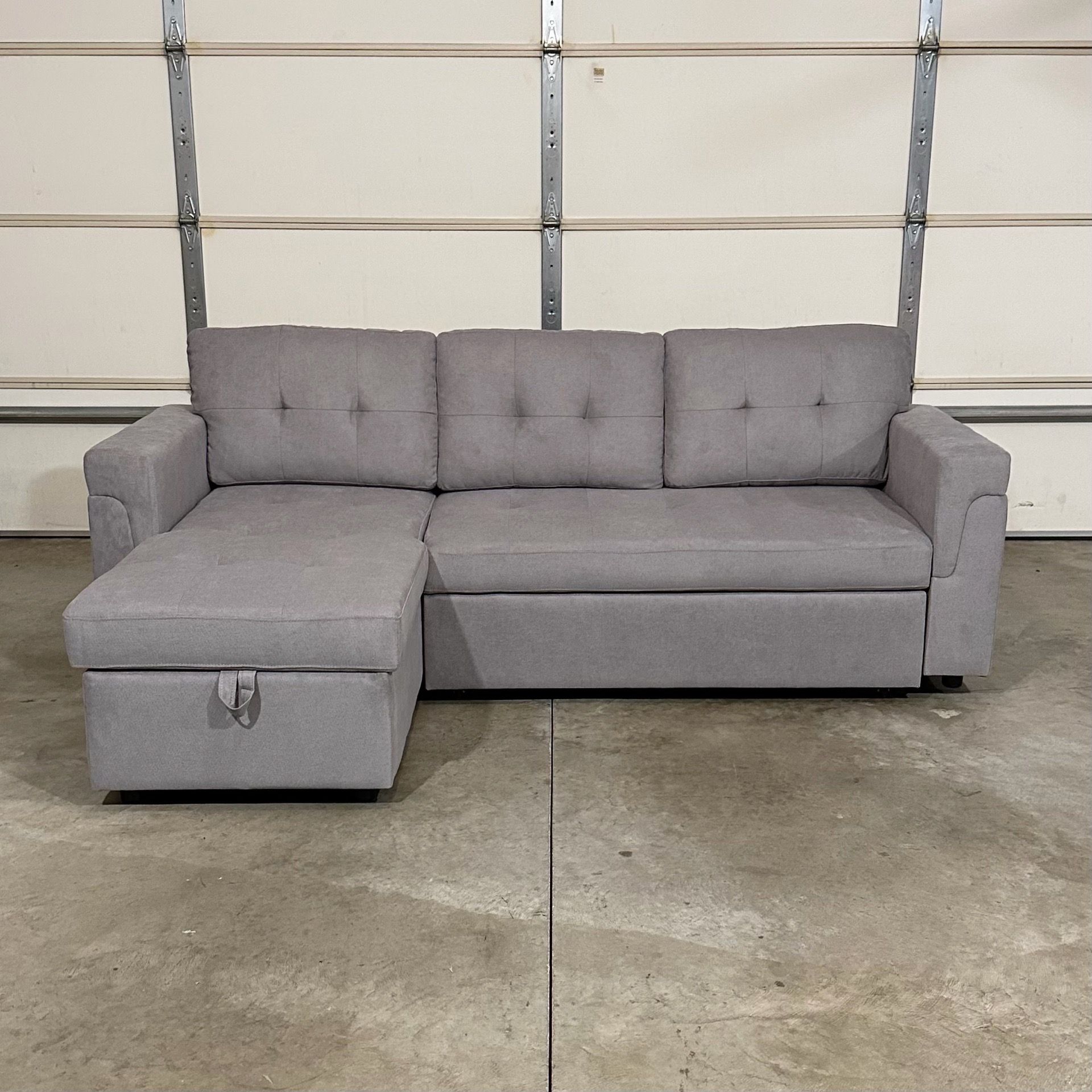 New Gray Sofa Bed Sectional / Couch with Chaise (Can Deliver)