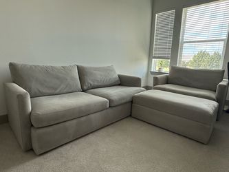 Crate & Barrel Lounge Sofa, Chair & 1/2, & Storage Ottoman – $1,095 OBO