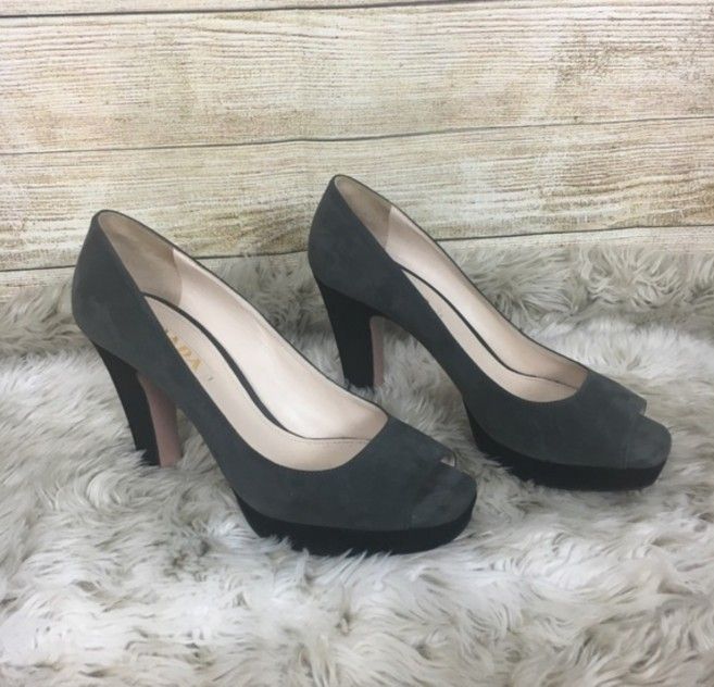Prada Camoscio Bicolo Open Toe Suede Pumps