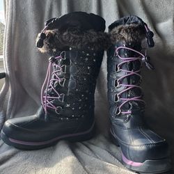 Lands' End Kids' Black and Purple Starry Boots