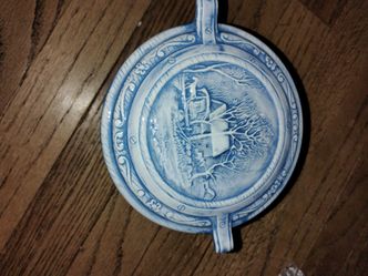Blue and White Ceramic Crock with Lid
