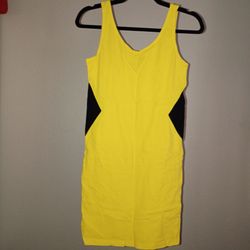 H&M Divided Yellow and Black Colorblock Bodycon Dress