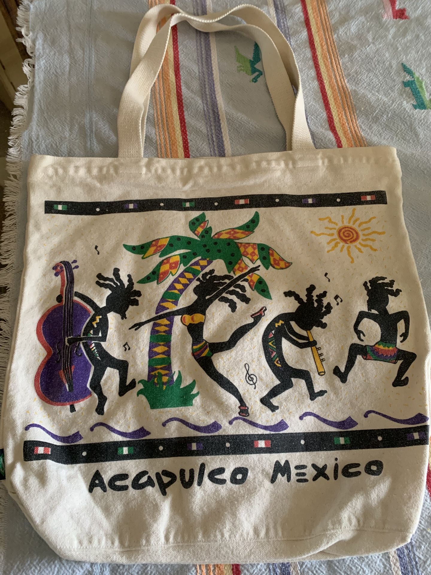 Vintage Acapulco Mexico Zippered Tote Bag