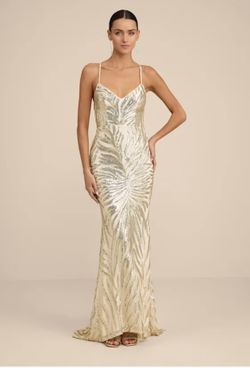 Prom Dress- Sparkle 'til Dawn Gold Sequin Lace-Up Mermaid Maxi Dress
