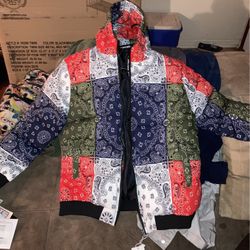Men’s Hoodie Jacket/bandana One Of A Kind Design.Don’t Txt Asking If It’s Available.it Is Unless It Says Sold.