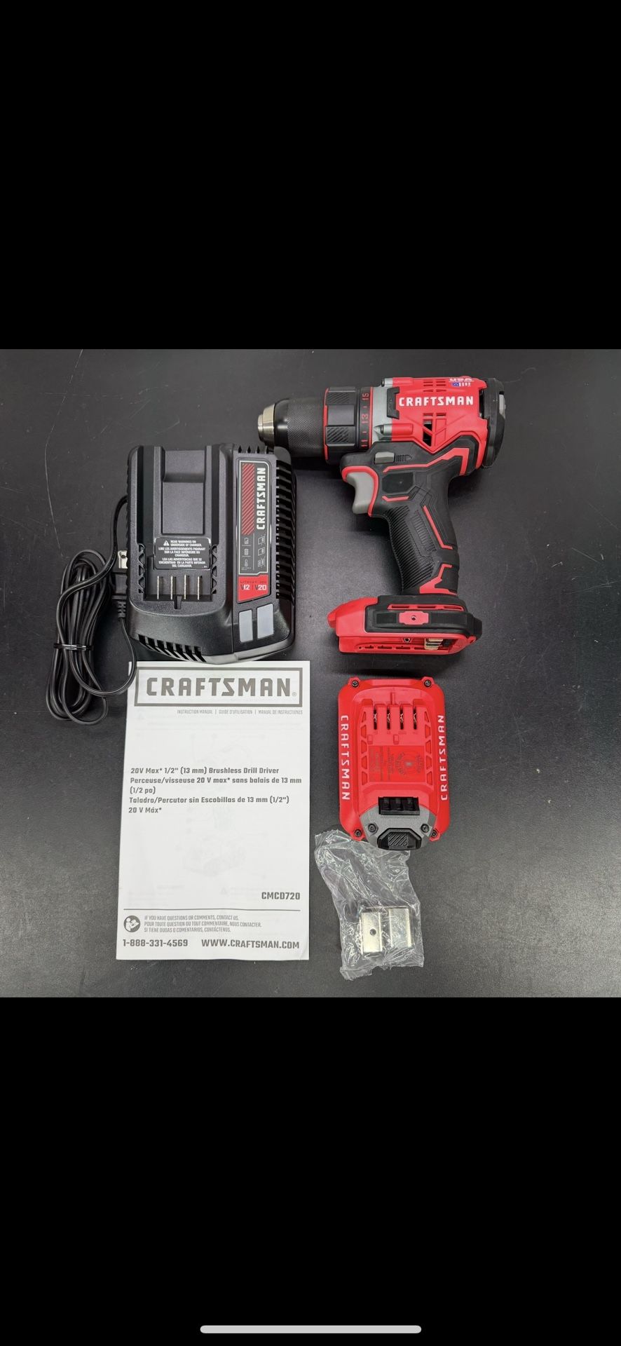 CRAFTSMAN V20 RP 20-volt Max 1/2-in Keyless Brushless Cordless Drill (2.0ah Battery & Charger & Soft Bag Included)