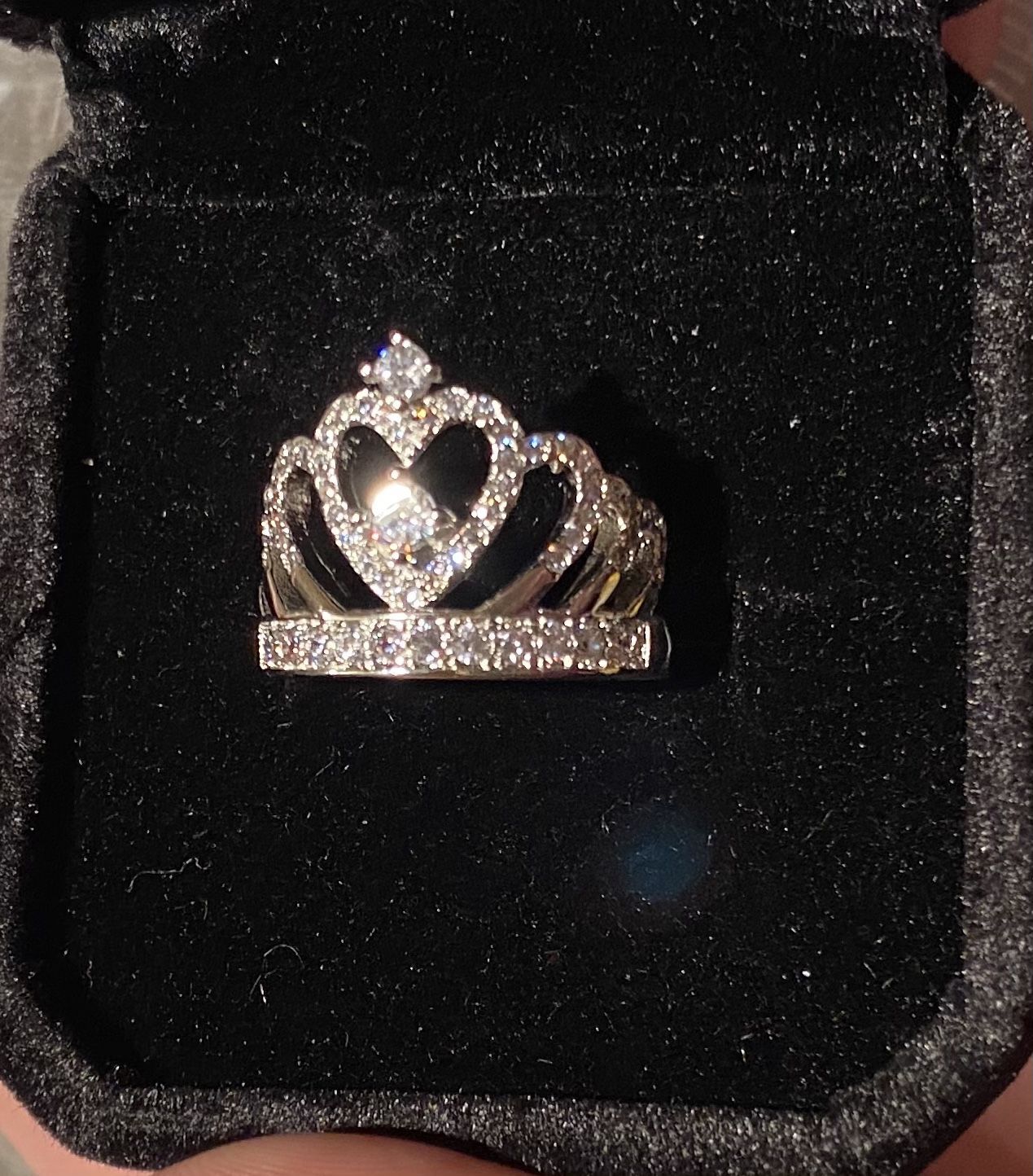 Heart Crown Silver Ring S925 Size 6, 7 & 8