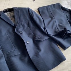 Michael Kors Navy Blue Striped Suit 