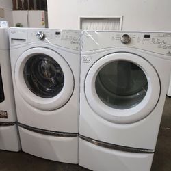 SET WHIRPOOL WASHER AND DRYER WITH WARRANTY 