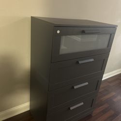 4-drawer dresser, gray/frosted glass, 30 3/4x48 7/8 "
