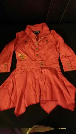 Little Girl fushia pink jean dress