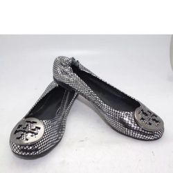 Tory Burch Flat Shoes For Women ,silver Size 5.5
