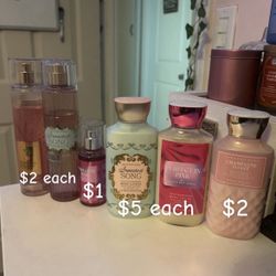 bath & body works perfume/body spray mist, lotions, prices are on the picture