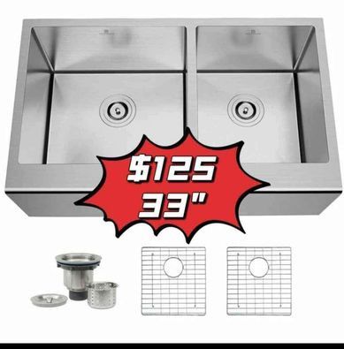  ❤️$125❤️33''  Double Bowl Stainless Steel Kitchen Sink See More by StorageWorks TMKSFHMSJ3320-R64  Pick up is in the Los Angeles 90032 El Sereno Neig