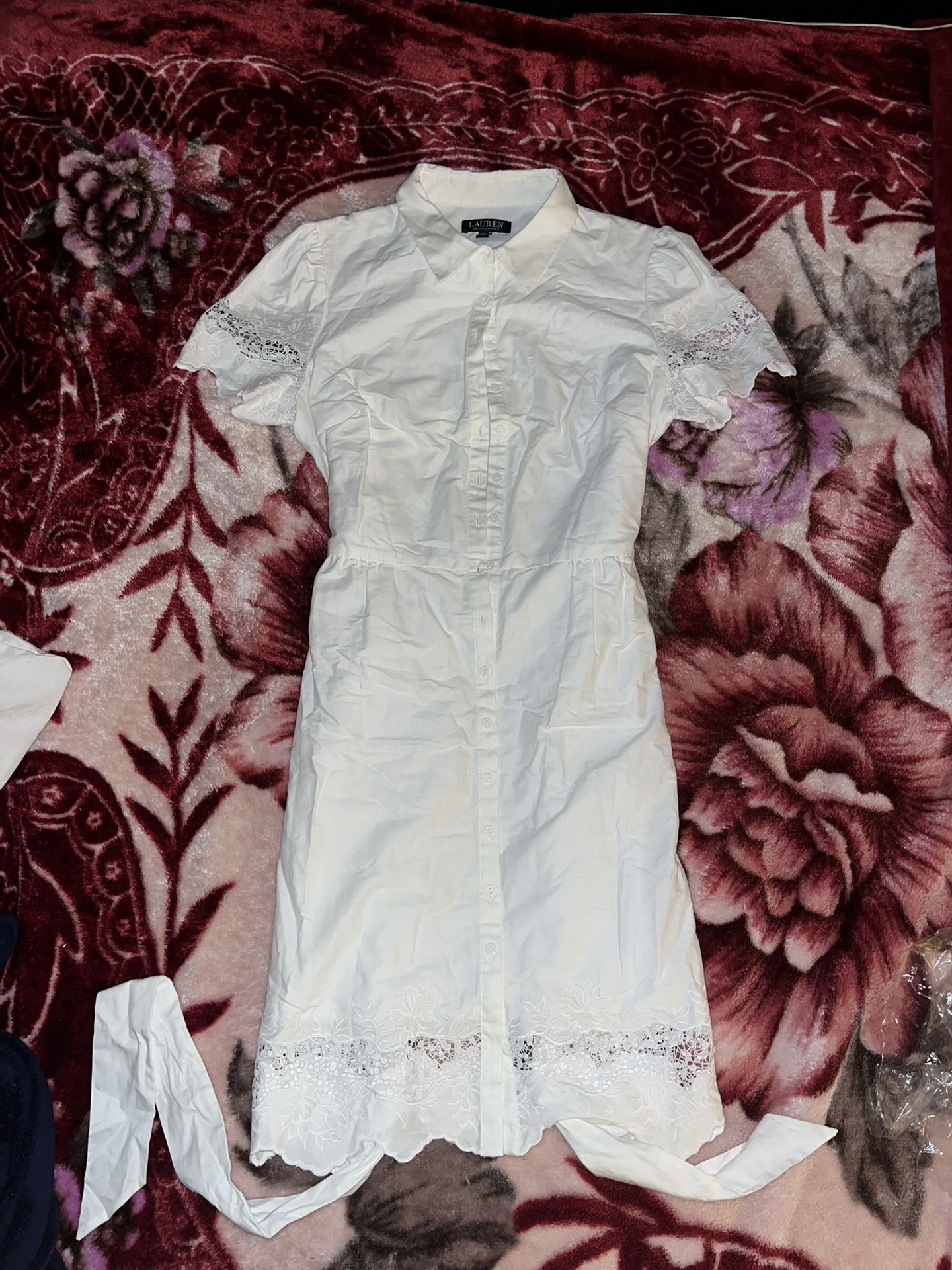 Polo Ralph Lauren White Day Dress Short Sleeve