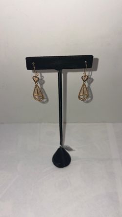 32-0000-44 14KYG LDS HEART DESIGN DANGLE EARRINGS