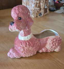 Vintage Pink Poodle Planter
