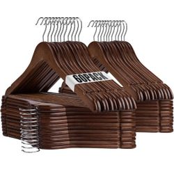 Wooden Hangers - 60 Pack - Clothes Hanger for Daily Used,Heavy Duty Wood Hangers with Precisely Cut Notches,Coat Hanger for Closet, Clothes Hangers fo