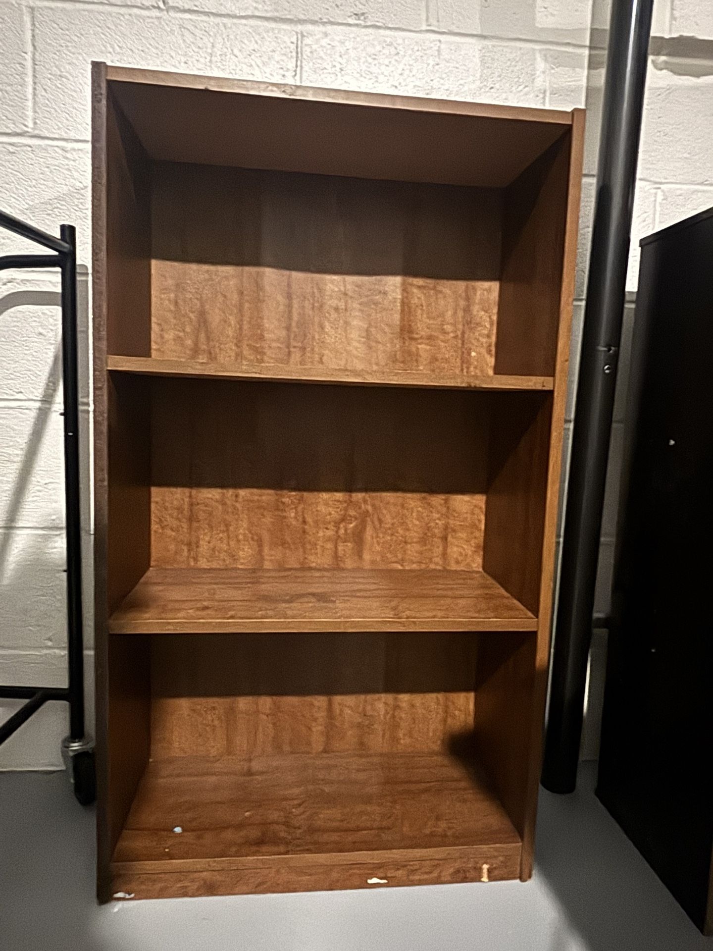 Brown Wooden 3-Shelf Bookshelf